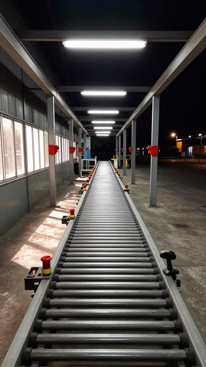 Night Logistics Conveyor in Newtown Sydney Dock in inside a cross-dock lane in Newtown, Sydney