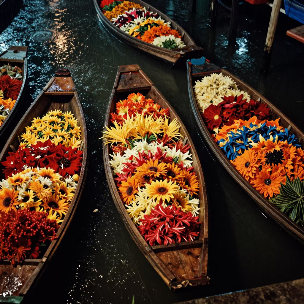 Night Market Boats Tropical Flowers Dar es Salaam in at a market stall in Dar es Salaam