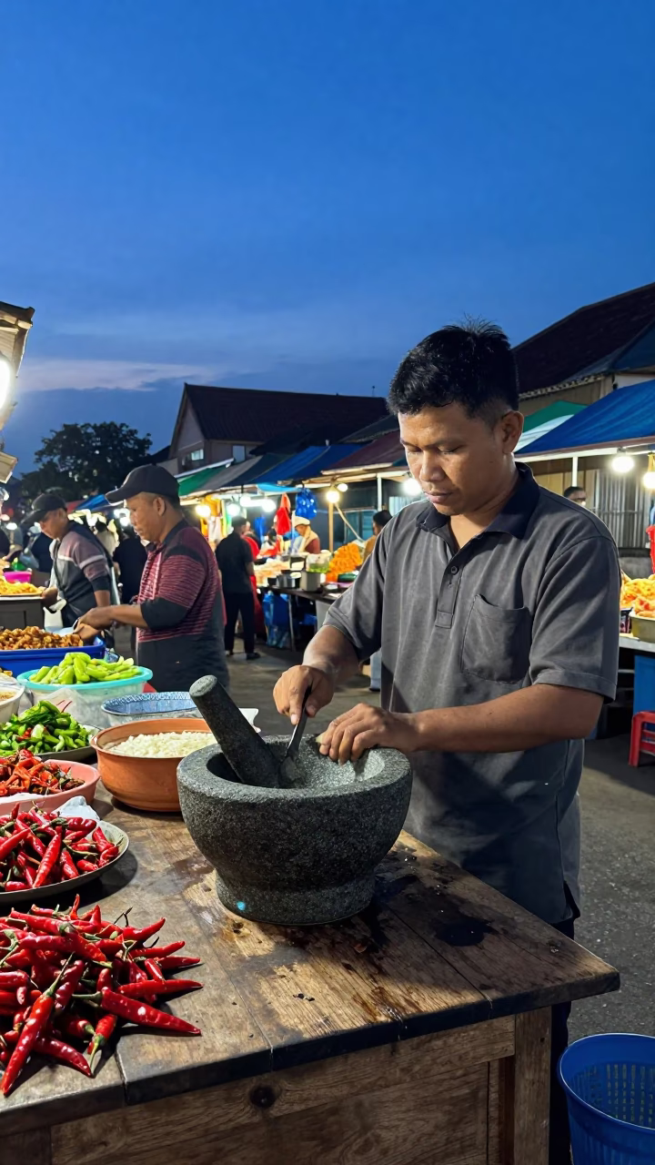 Night Market in Yogyakarta at Blue Hour in in Yogyakarta, Indonesia