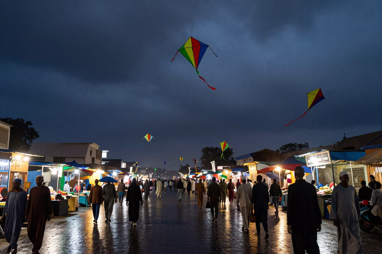 Night Market Kites in Mogadishu in at a night market in Mogadishu