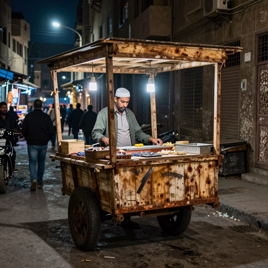 Night Market Stall in Cairo Egypt With Worn Wood And Rusty Latch in in Cairo, Egypt