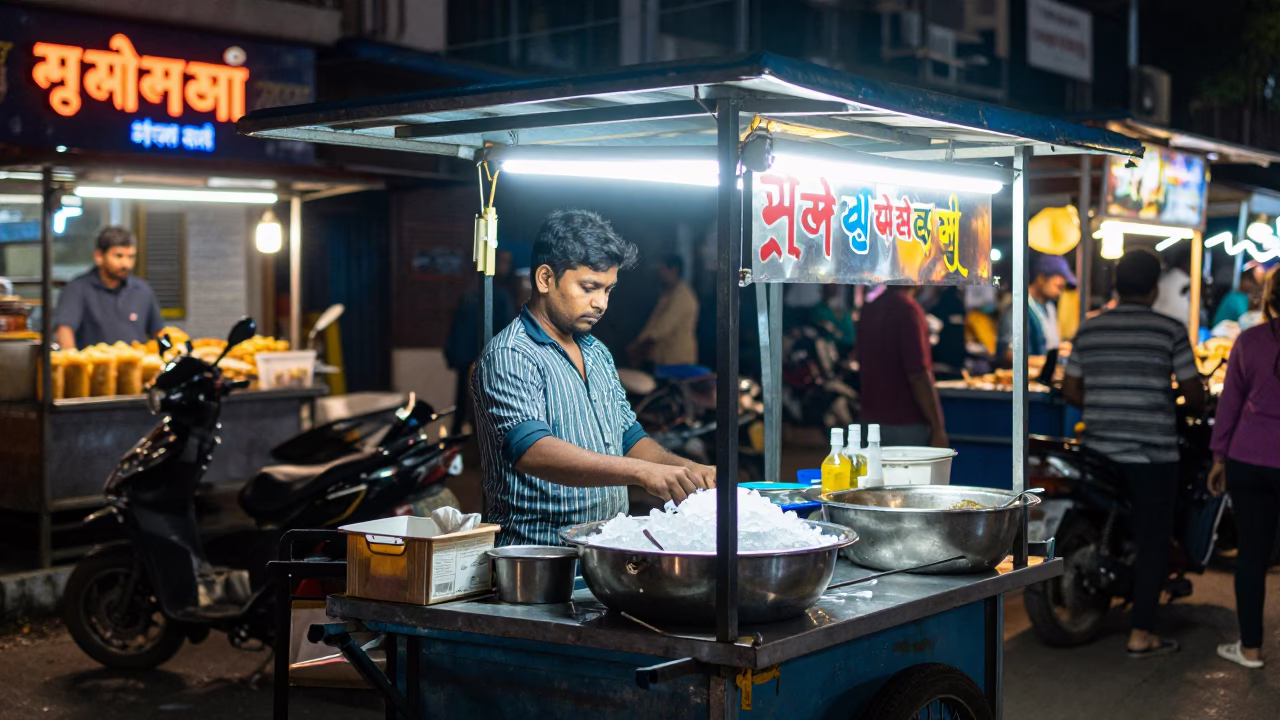 Night Market Stall in Hyderabad India with Street Food and Nightlife in in Hyderabad, India
