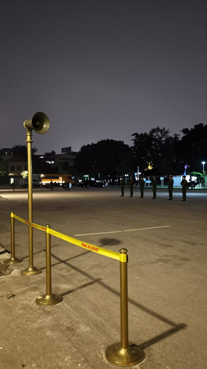 Night Parade Stand Hanoi Checkpoint in at a checkpoint lane near Dong Xuan, Hanoi