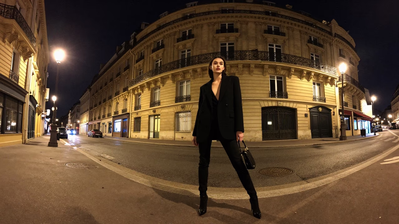 Night Portrait in Paris at Deep In The Night Light in in Paris, France