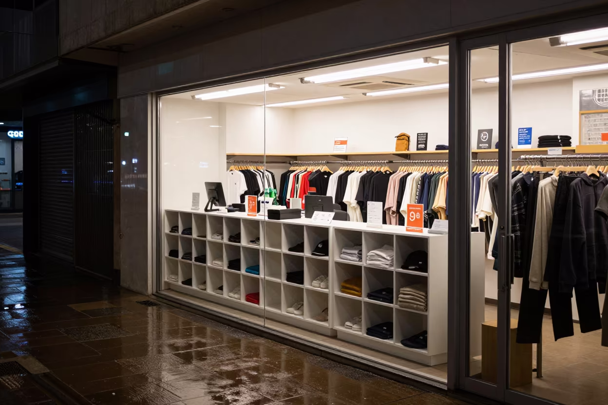 Night Retail Cube Drawer Hong Kong Checkout in at a checkout lane under flat store light in Hong Kong