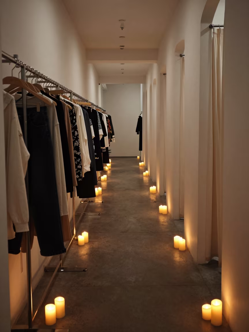 Night Retail Fitting Room Hanger Sorter Corridor in inside a fitting room corridor near Rason