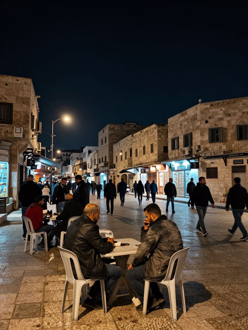 Night Scene at The Deepest Night Sky Light in Amman in in Amman, Jordan