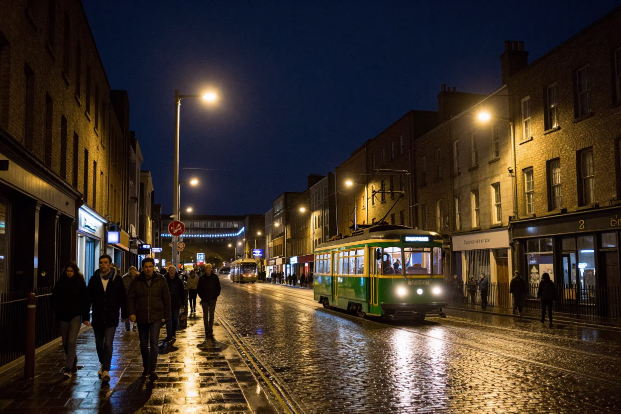 Night Scene at The Deepest Night Sky Light in Dublin in in Dublin, Ireland