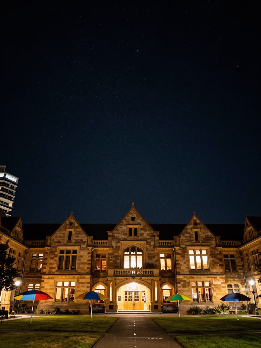 Night Scene at The Deepest Night Sky Light in Hobart in in Hobart, Tasmania, Australia