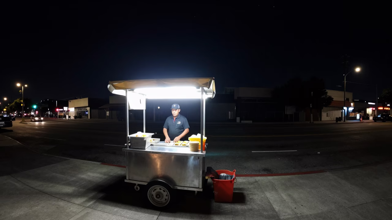 Night Scene at The Deepest Night Sky Light in Los Angeles in in Los Angeles, California, United States