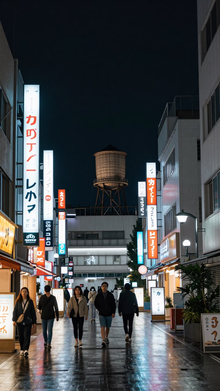Night Scene at The Deepest Night Sky Light in Osaka in in Osaka, Japan