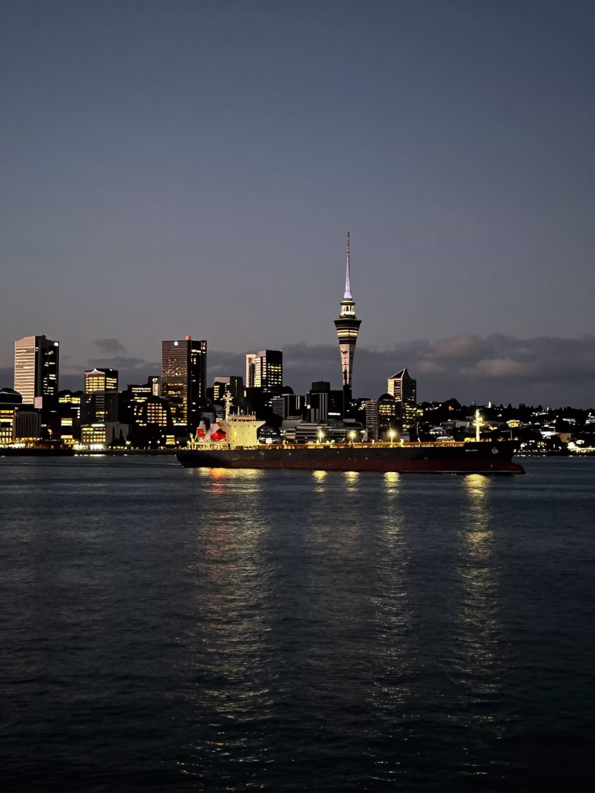 Night Scene in Auckland at The Still Hours Before Dawn Light in in Auckland, New Zealand
