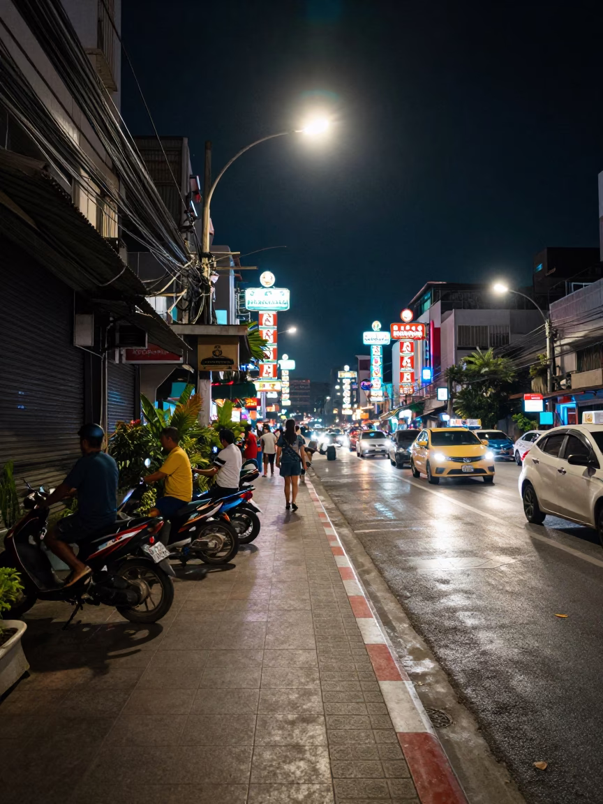 Night Scene in Bangkok at The Deepest Night Sky Light in in Bangkok, Thailand