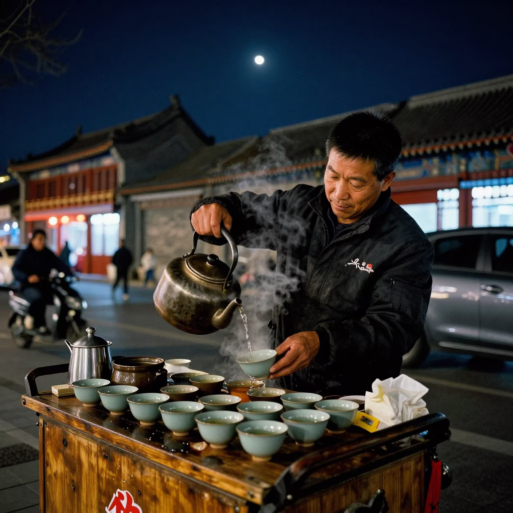 Night Scene in Beijing at The Deepest Night Sky Light in in Beijing, China