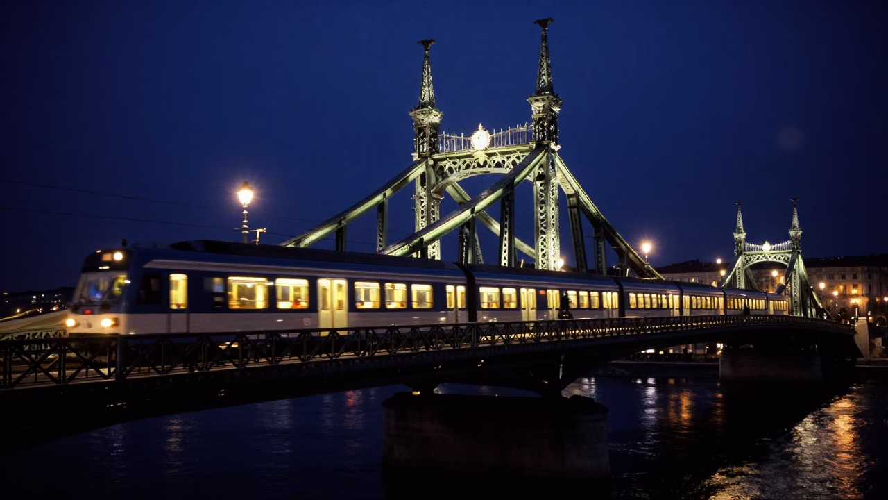 Night Scene in Budapest at The Deepest Night Sky Light in in Budapest, Hungary