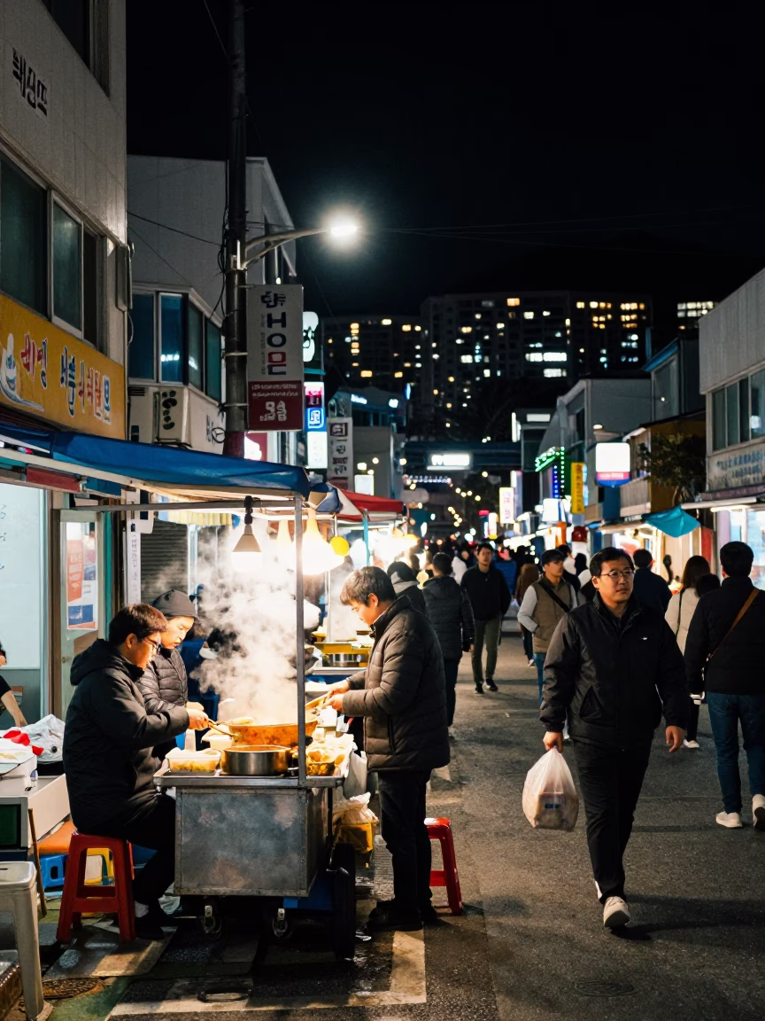 Night Scene in Busan at Deep In The Night Light in in Busan, South Korea