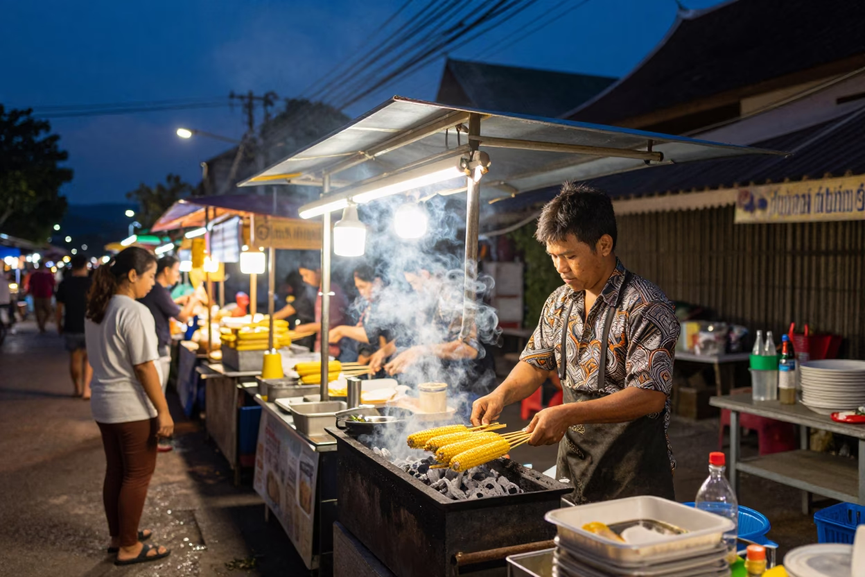 Night Scene in Chiang Mai at Blue Hour in in Chiang Mai, Thailand