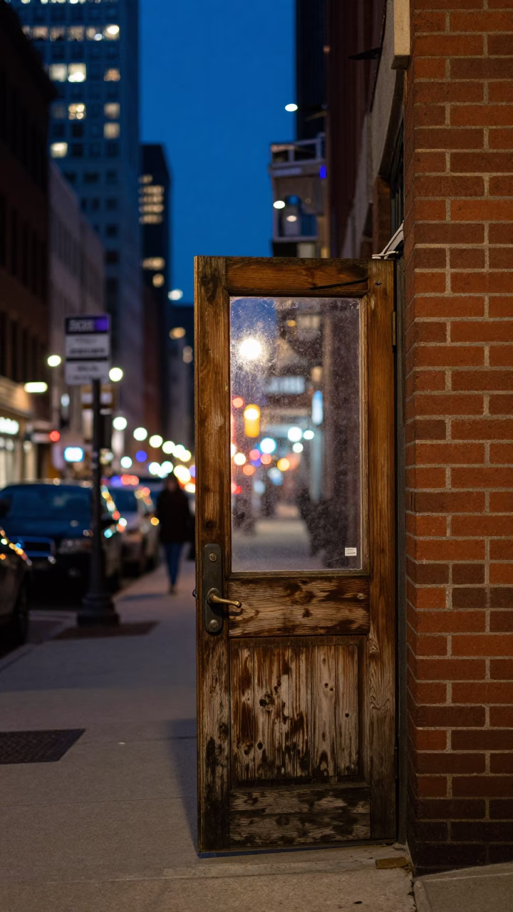 Night Scene in Chicago at As City Lights Begin To Glow in in Chicago, Illinois, United States