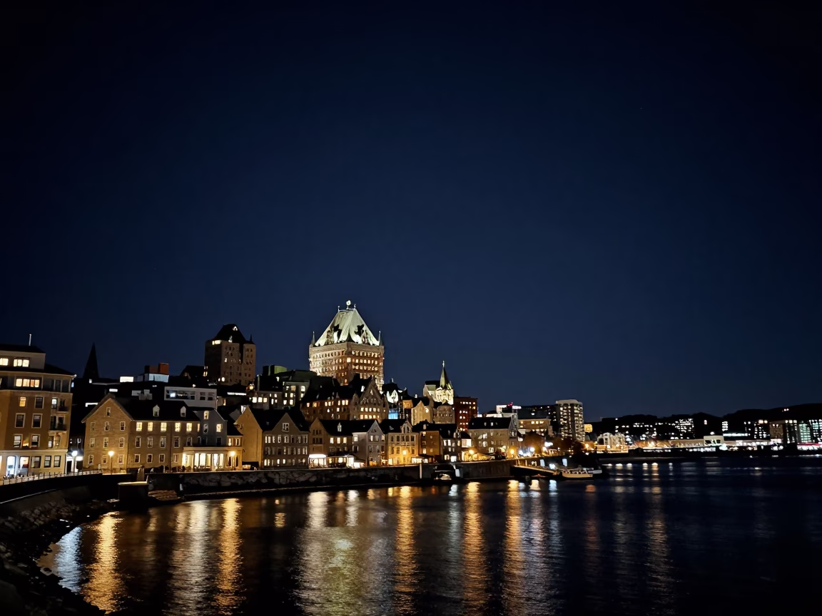 Night Scene in Halifax at The Deepest Night Sky Light in in Halifax, Nova Scotia, Canada