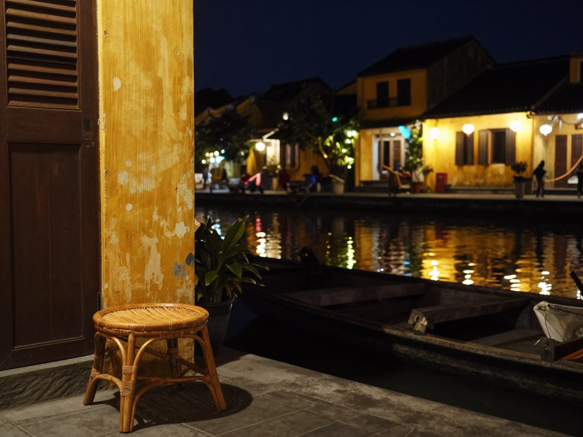 Night Scene in Hoi An at Late At Night Light in in Hoi An, Vietnam