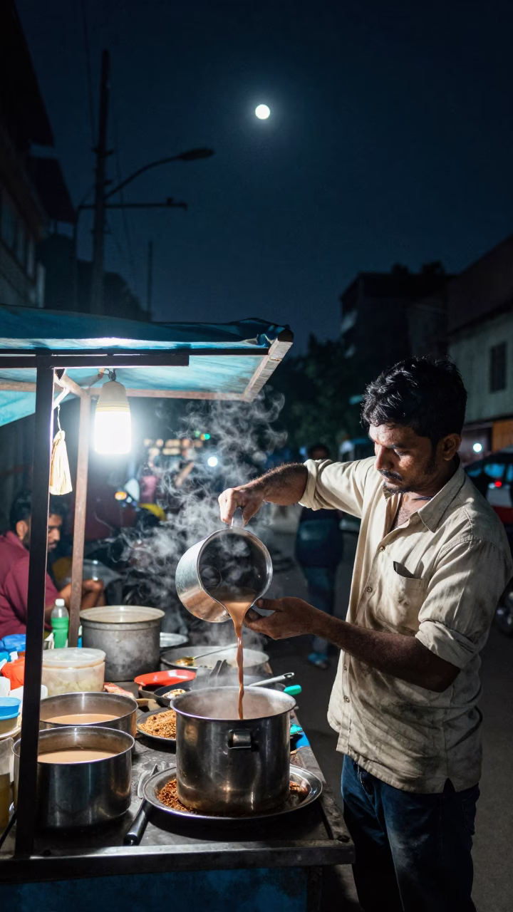Night Scene in Kolkata at The Deepest Night Sky Light in in Kolkata, India