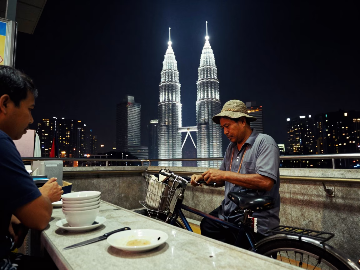 Night Scene in Kuala Lumpur at The Deepest Night Sky Light in in Kuala Lumpur, Malaysia