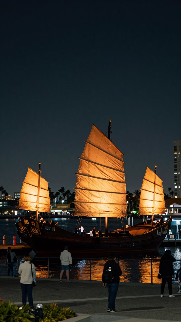 Night Scene in San Diego at The Deepest Night Sky Light in in San Diego, California, United States
