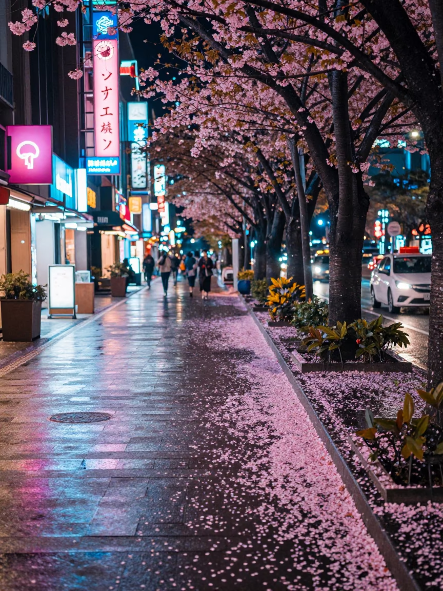 Night Scene in Taipei at As City Lights Begin To Glow in in Taipei, Taiwan