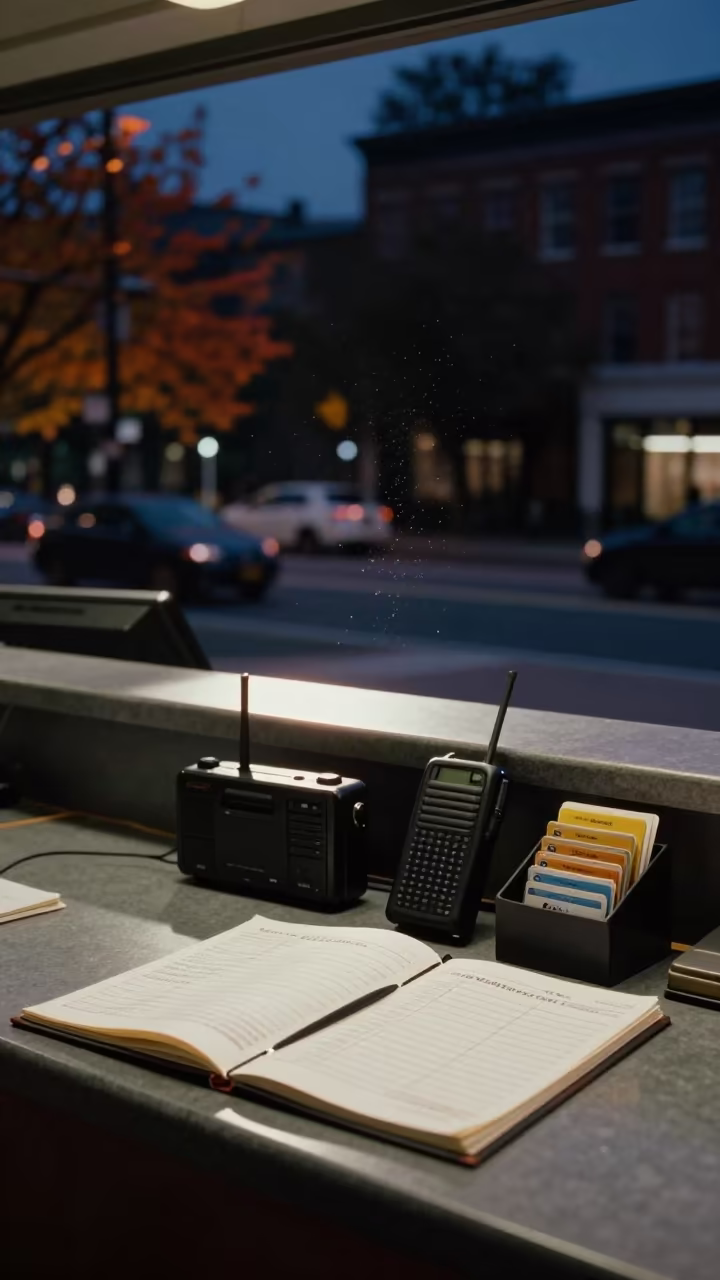 Night Security Desk H Street Washington DC in at an office reception desk in H Street, Washington DC