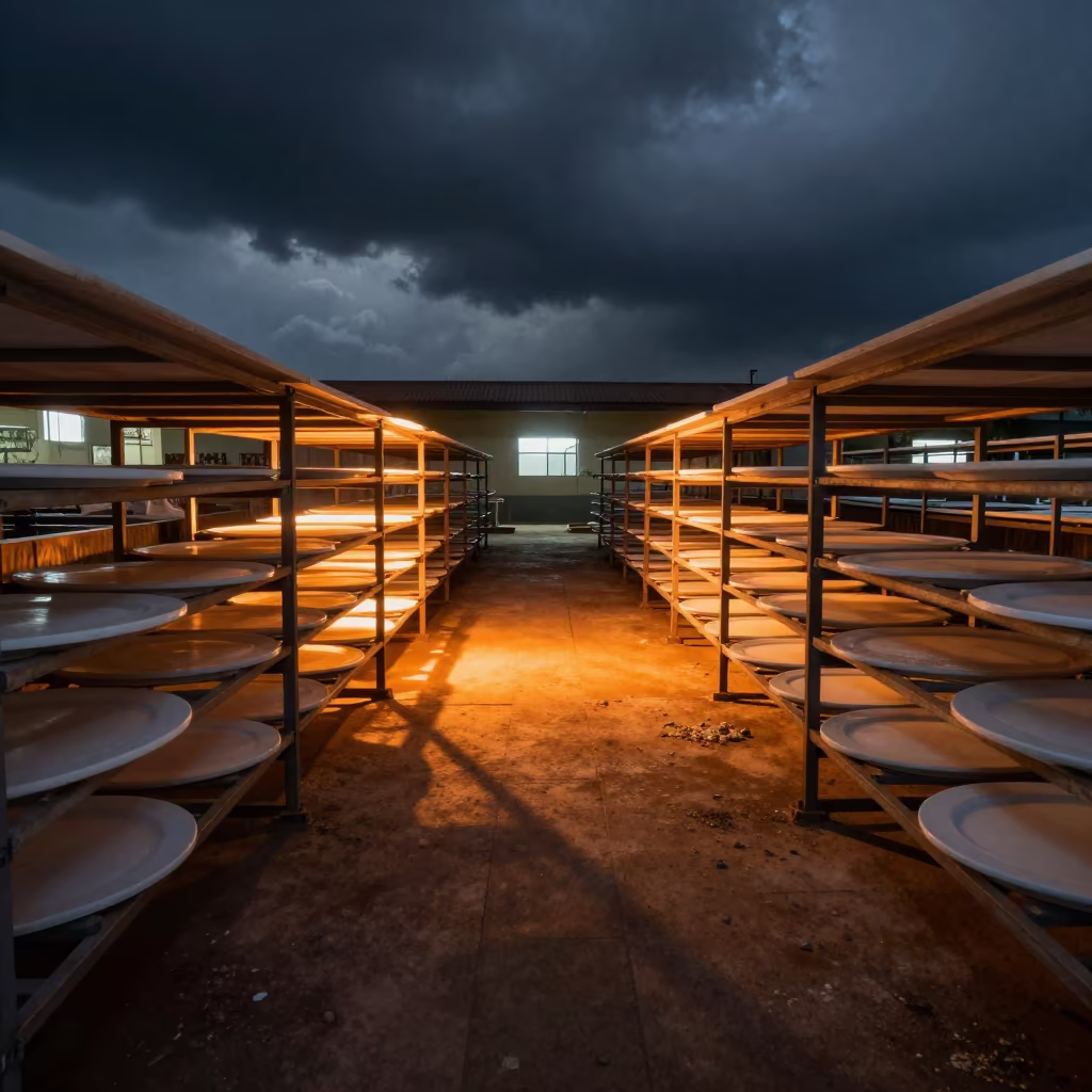 Night Shift Drying Plates Lagos Factory in on a factory floor near Lagos