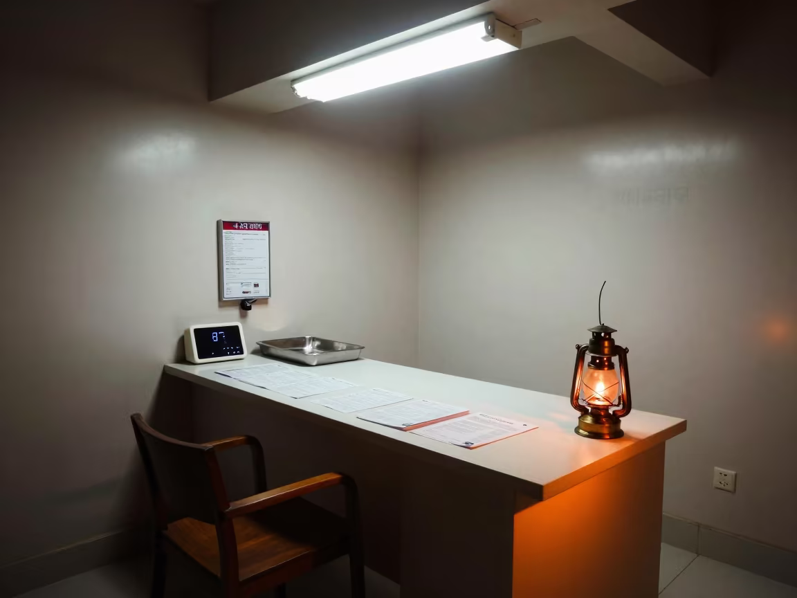 Night Shift Intake Desk in Rishikesh Prep Area in in a surgical prep area in Rishikesh