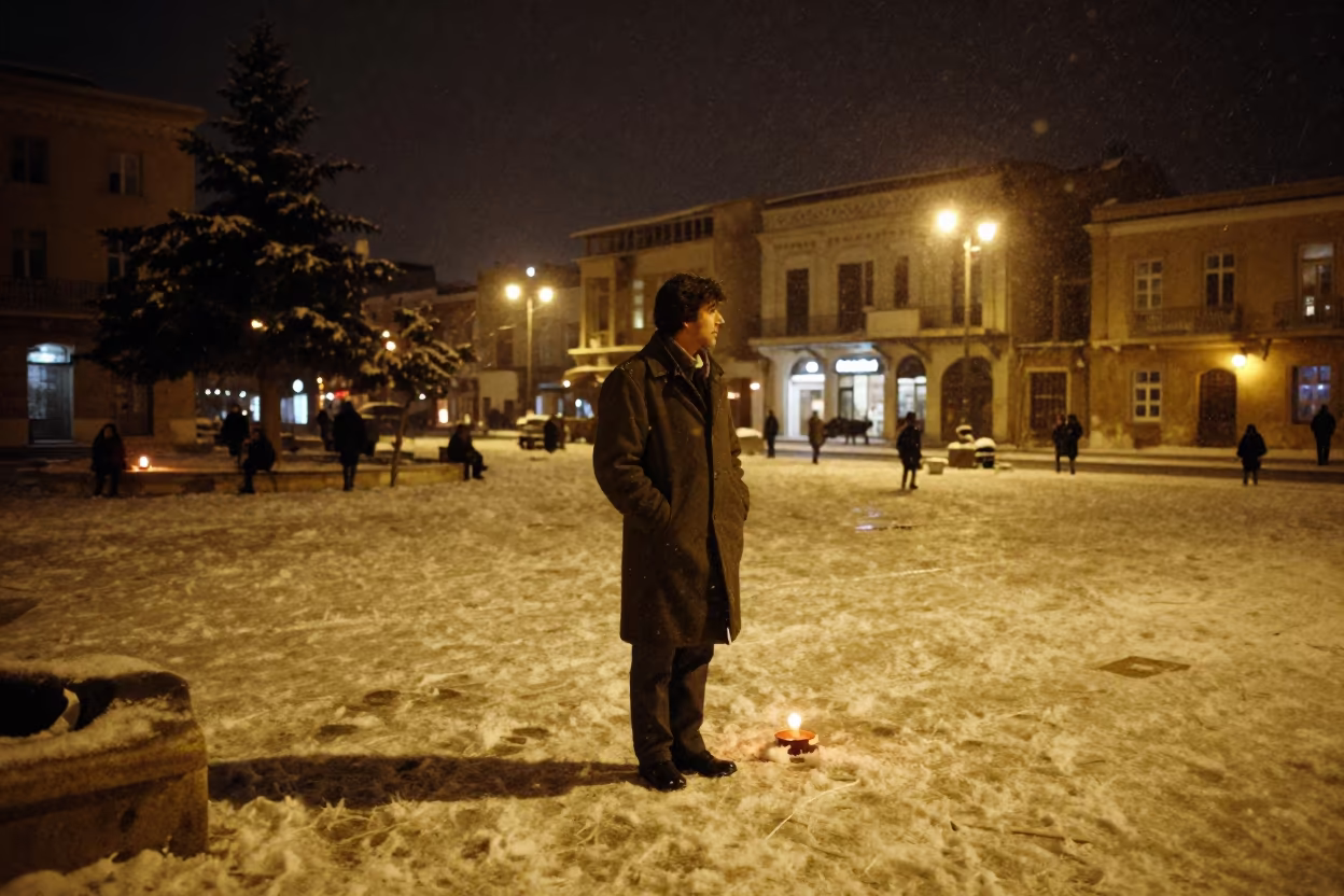 Night Shift Worker in Sousse Square in at a public square in Sousse