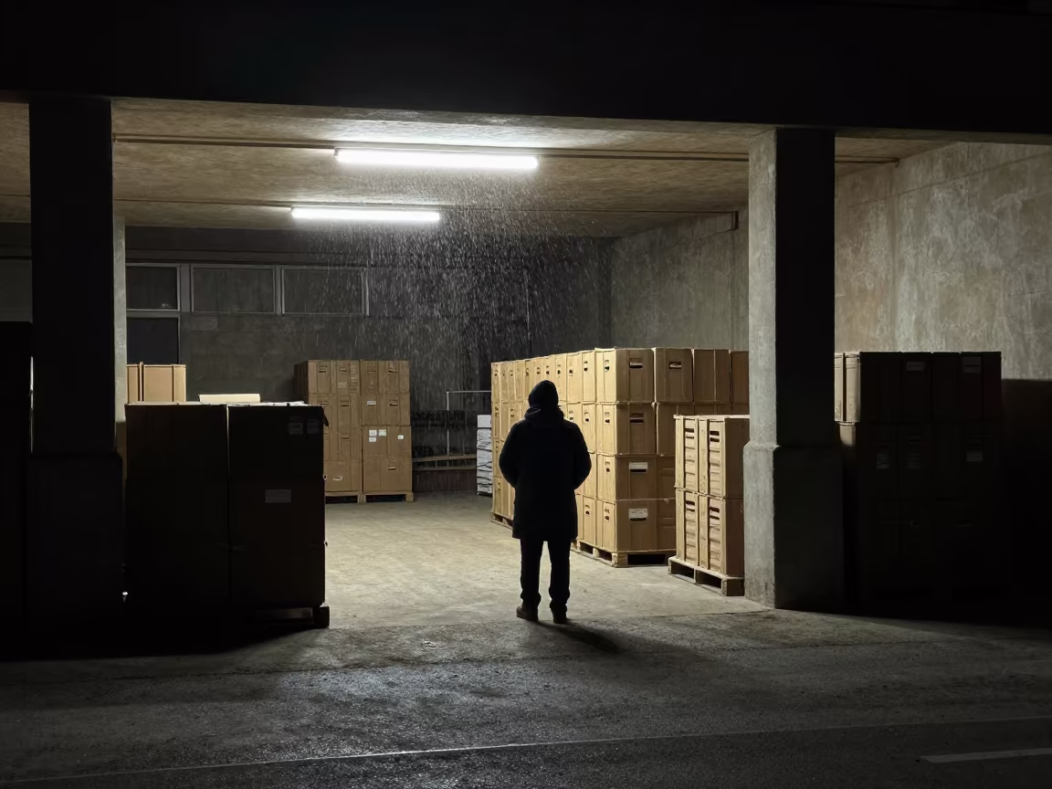 Night Shift Worker Under Strip Lights Near Amman in near Amman