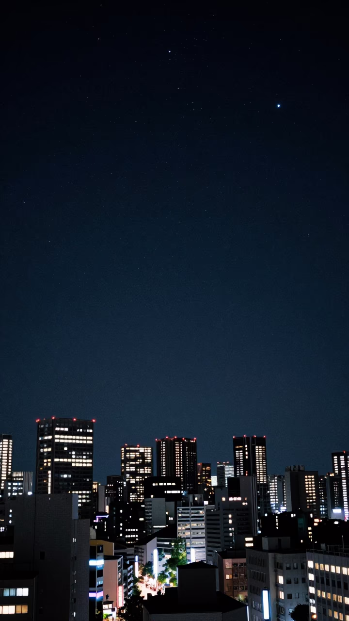 Night Sky in Osaka at The Deepest Night Sky Light in in Osaka, Japan