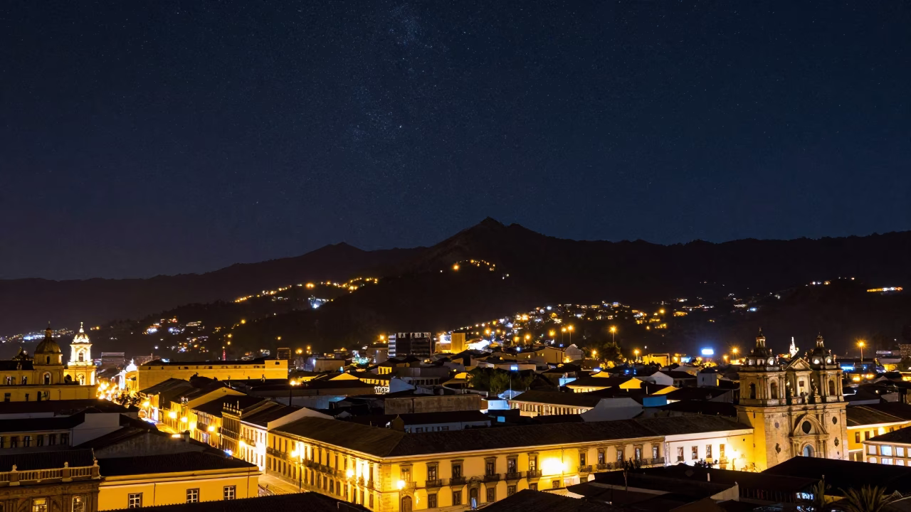 Night Sky in Quito at The Deepest Night Sky Light in in Quito, Ecuador
