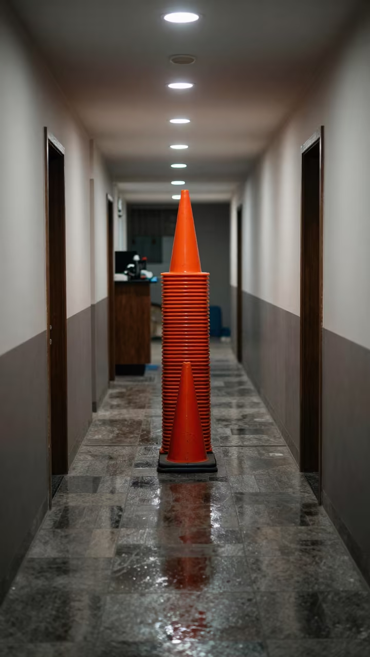Night Spa Hallway Cone Stack Before Morning in inside a spa reception in Erode