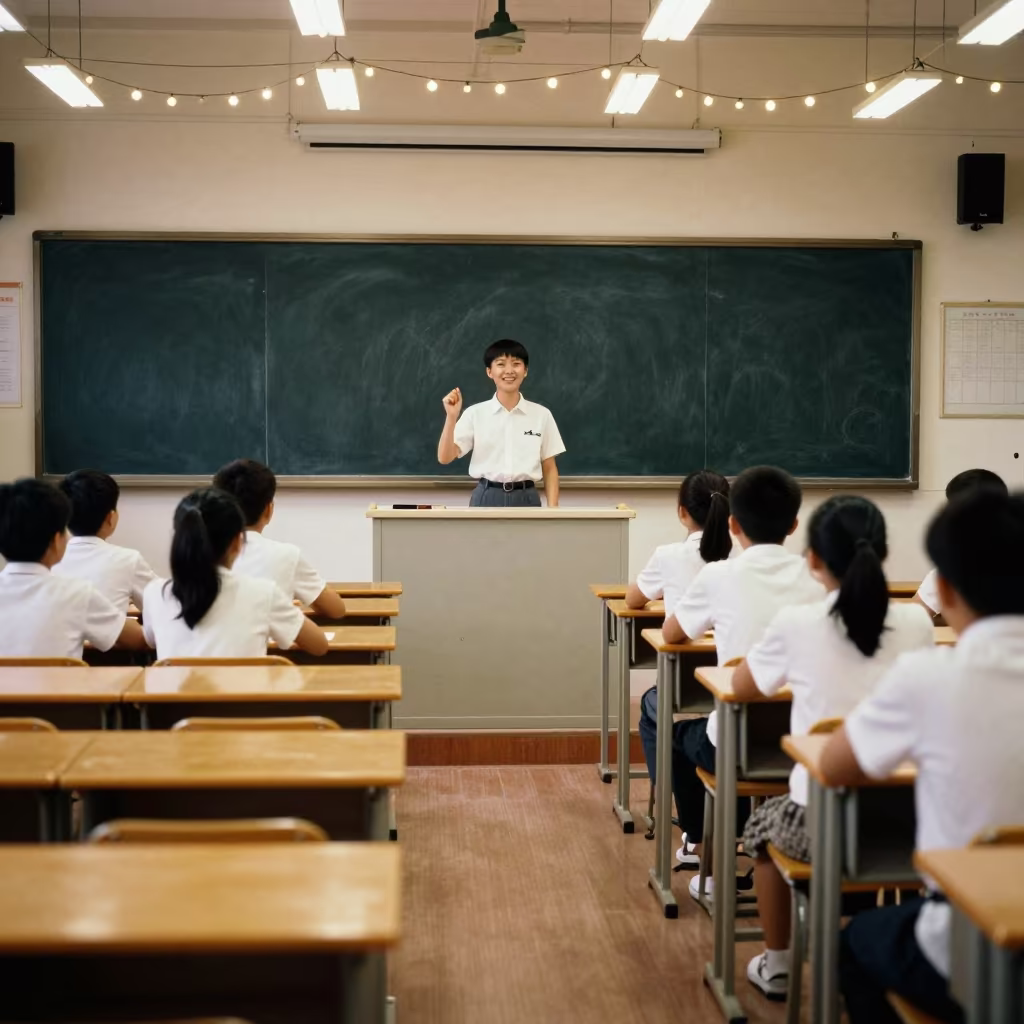 Night Speech Rehearsal Xiamen Classroom in inside a quiet classroom in Xiamen