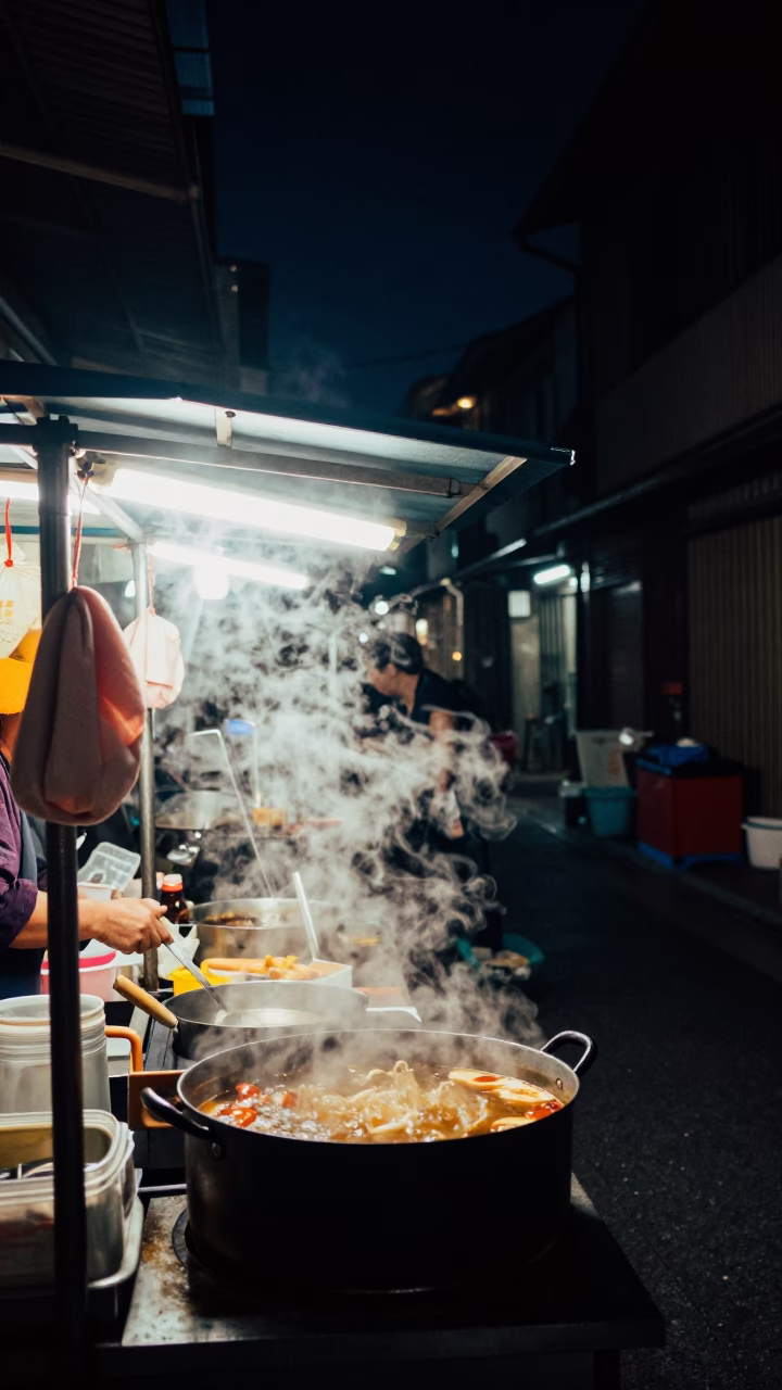 Night Street Food Scene in Tainan Taiwan with Steam and Local Dining in in Tainan, Taiwan