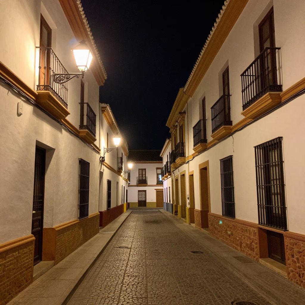 Night Street Scene in Granada Spain with Traditional Architecture and Local Life in in Granada, Spain