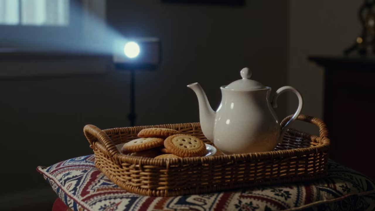 Night Tea on Cushion Near Algiers in on a reading nook cushion near Algiers