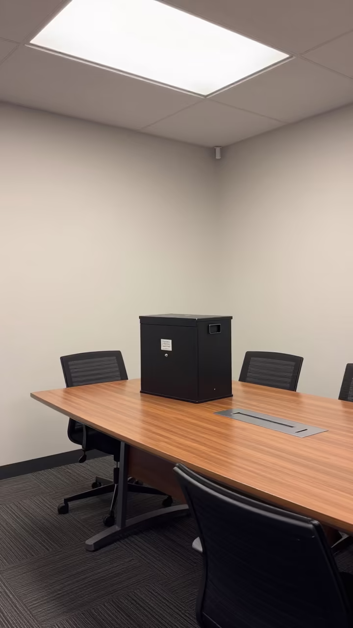 Night Vendor Lockbox on Boardroom Table in at a boardroom table before a meeting in Brisbane
