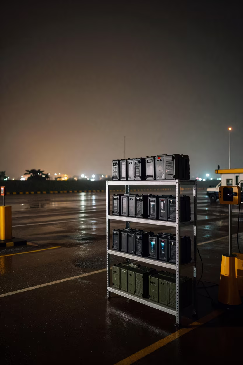 Night Vision Battery Charger Shelf Senegal Hangar in at a checkpoint lane in Senegal