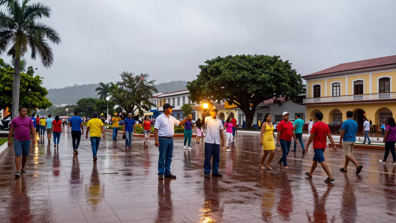 Night Watchman Lantern Barquisimeto Square in at a public square in Barquisimeto