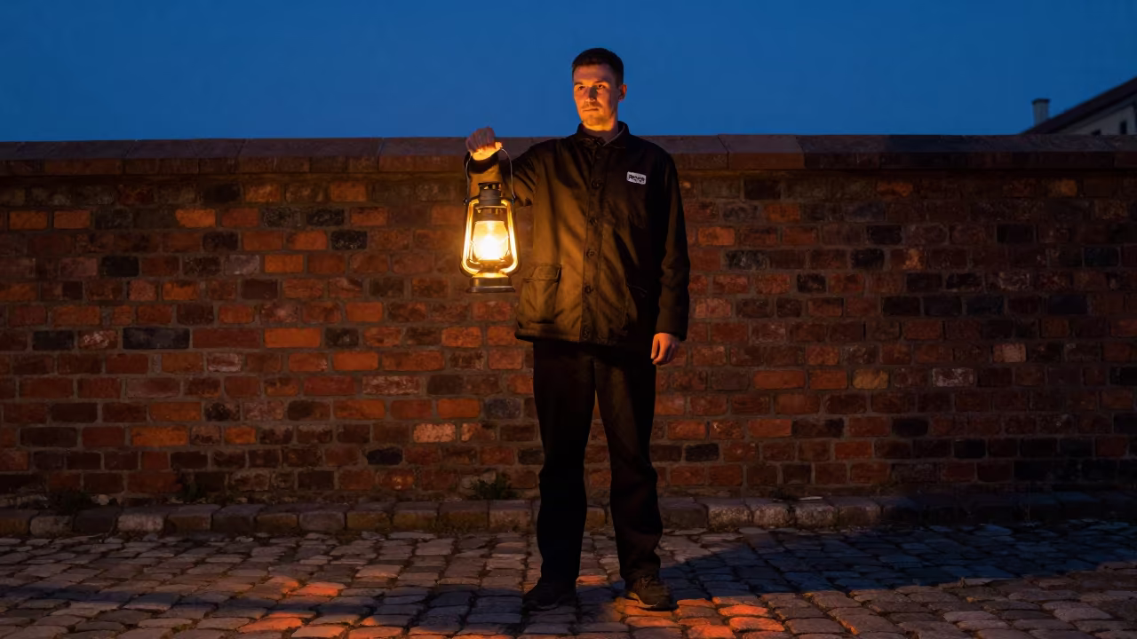 Night Watchman With Lantern in Łódź in in Łódź