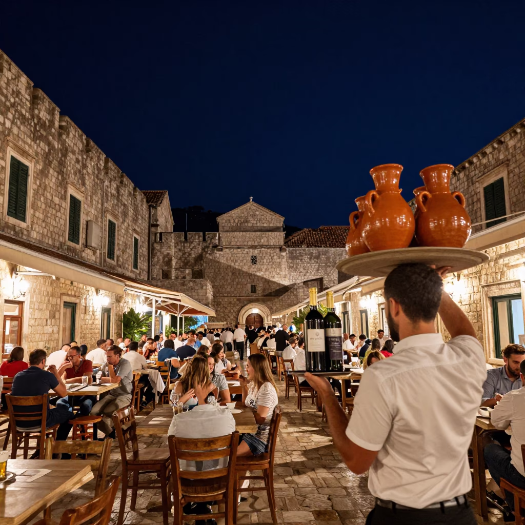 Nightlife in Dubrovnik at The Deepest Night Sky Light in in Dubrovnik, Croatia
