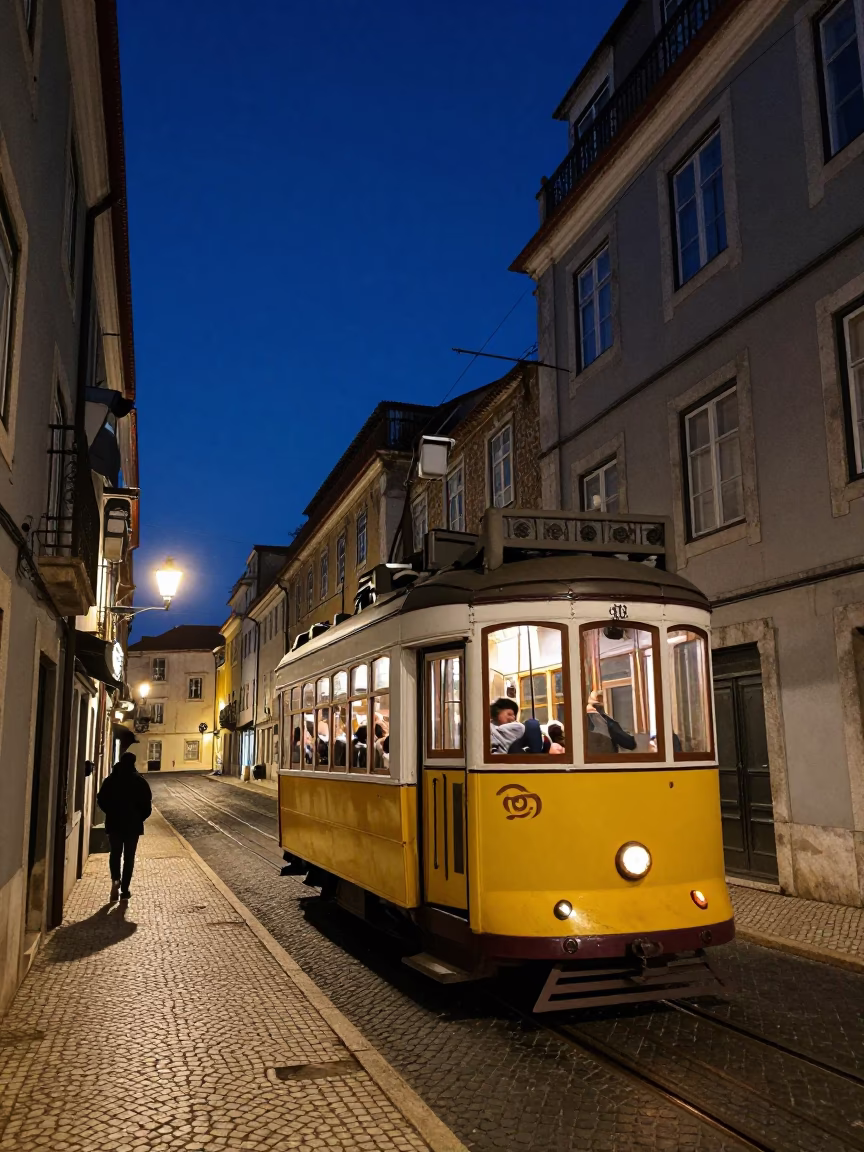 Nightlife in Lisbon at The Deepest Night Sky Light in in Lisbon, Portugal
