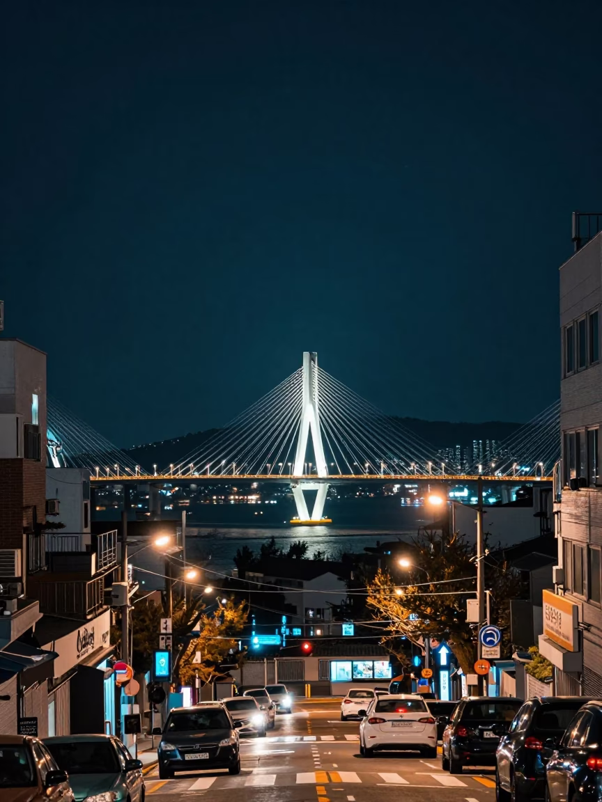 Nightlife Scene in Seoul at The Deepest Night Sky Light in in Seoul, South Korea