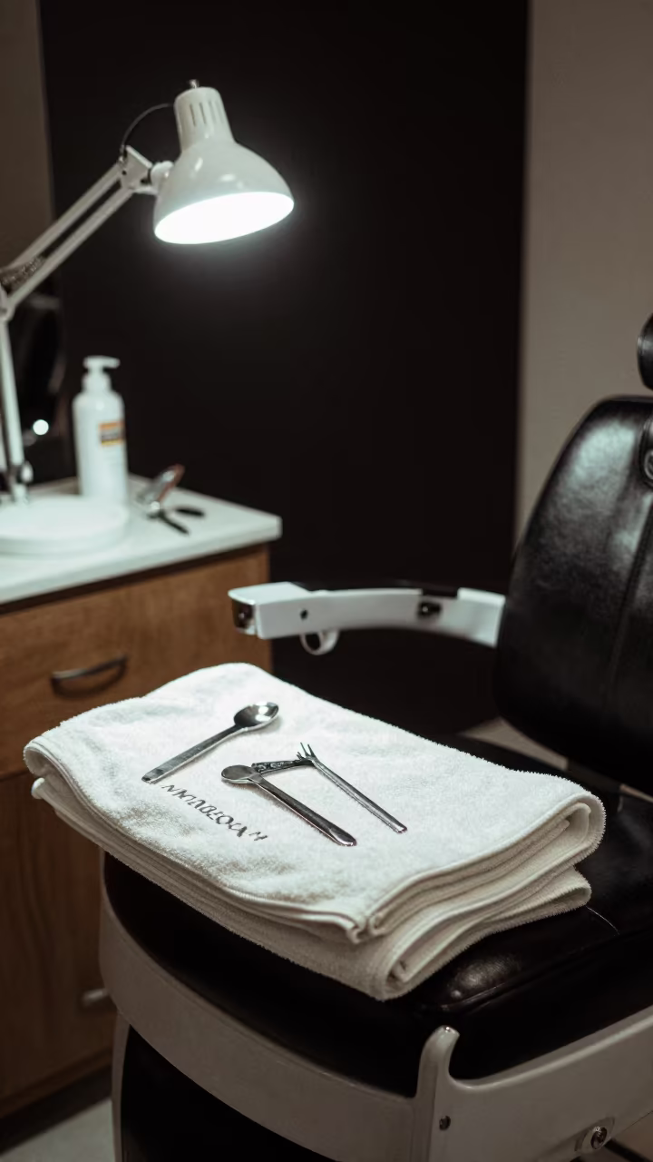 Nighttime Barber Chair in Mendoza Skincare Room in inside a skincare treatment room in Mendoza