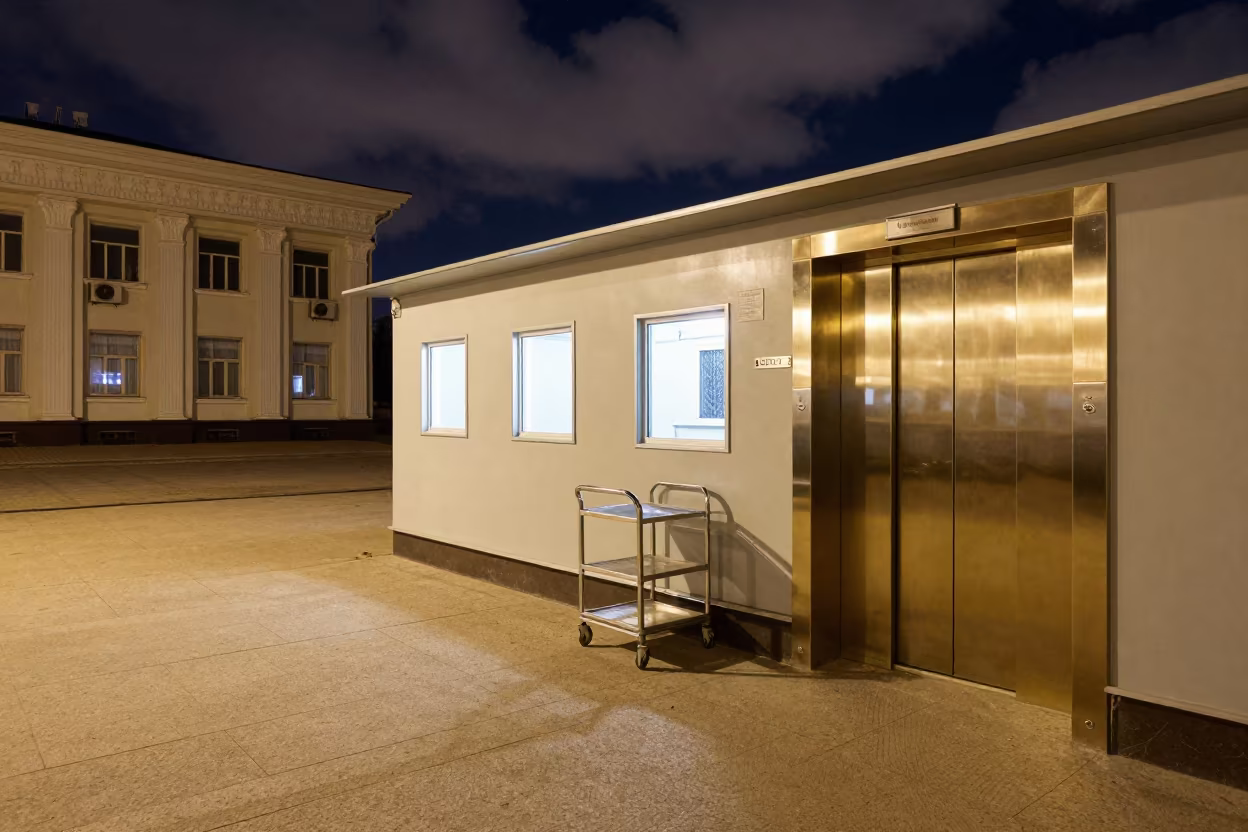 Nighttime File Cart Outside Chirchiq Polling Station in outside a polling station entrance near Chirchiq