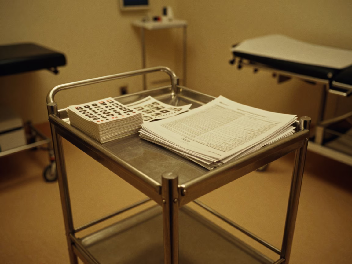 Nighttime Implant Sticker File on Linen Cart in along a linen cart bay outside treatment rooms near Idlib